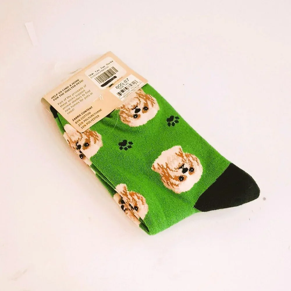Sock Daddy Green Shih Tzu Socks Unisex One Size Fits Most